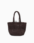 Natural, eco-friendly Woven Raffia Tote Bag with Removable Pouch, Coffee color