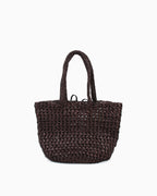 Natural, eco-friendly Woven Raffia Tote Bag with Removable Pouch, Coffee color