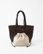Natural Woven Raffia Tote Bag with Removable Drawsrting Pouch