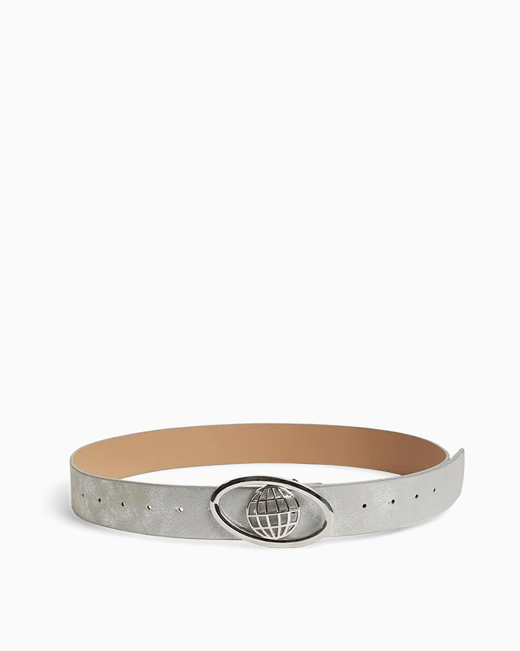 Y2K Grunge Earth textured Gray Belt with Oval Globe Buckle - Unisex