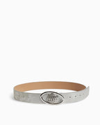 Y2K Grunge Earth textured Gray Belt with Oval Globe Buckle - Unisex