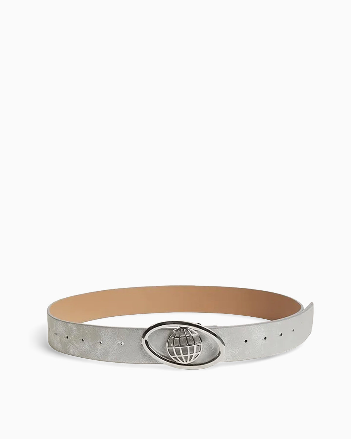 Y2K Grunge Earth textured Gray Belt with Oval Globe Buckle - Unisex