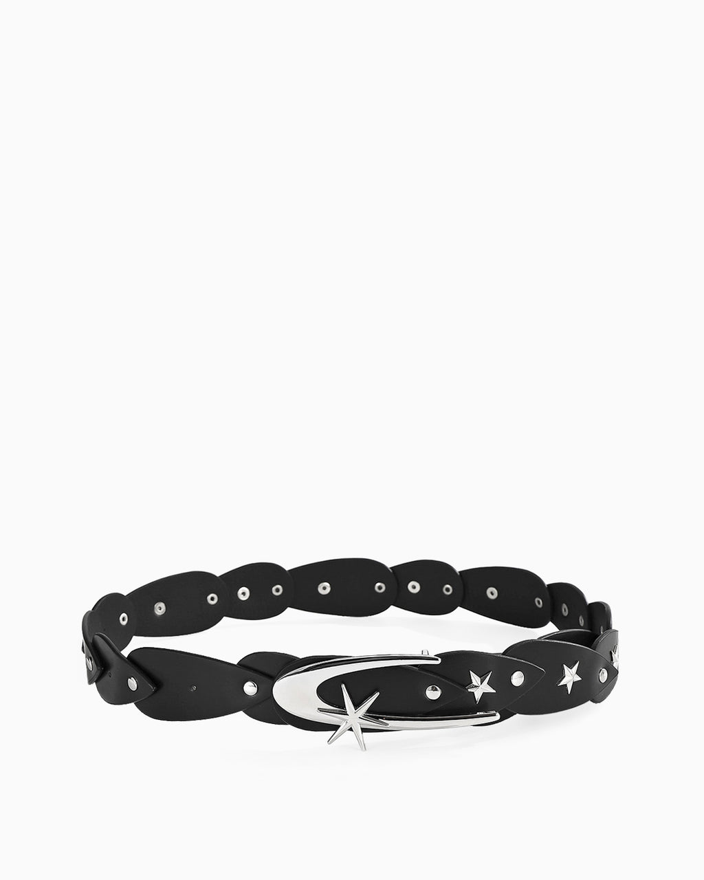 Statement Y2K Cosmic Belt with Crescent Moon Buckle, Black Color