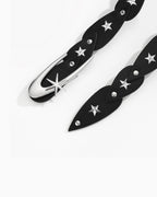 Statement Y2K Cosmic Belt with Crescent Moon Buckle, Black Color