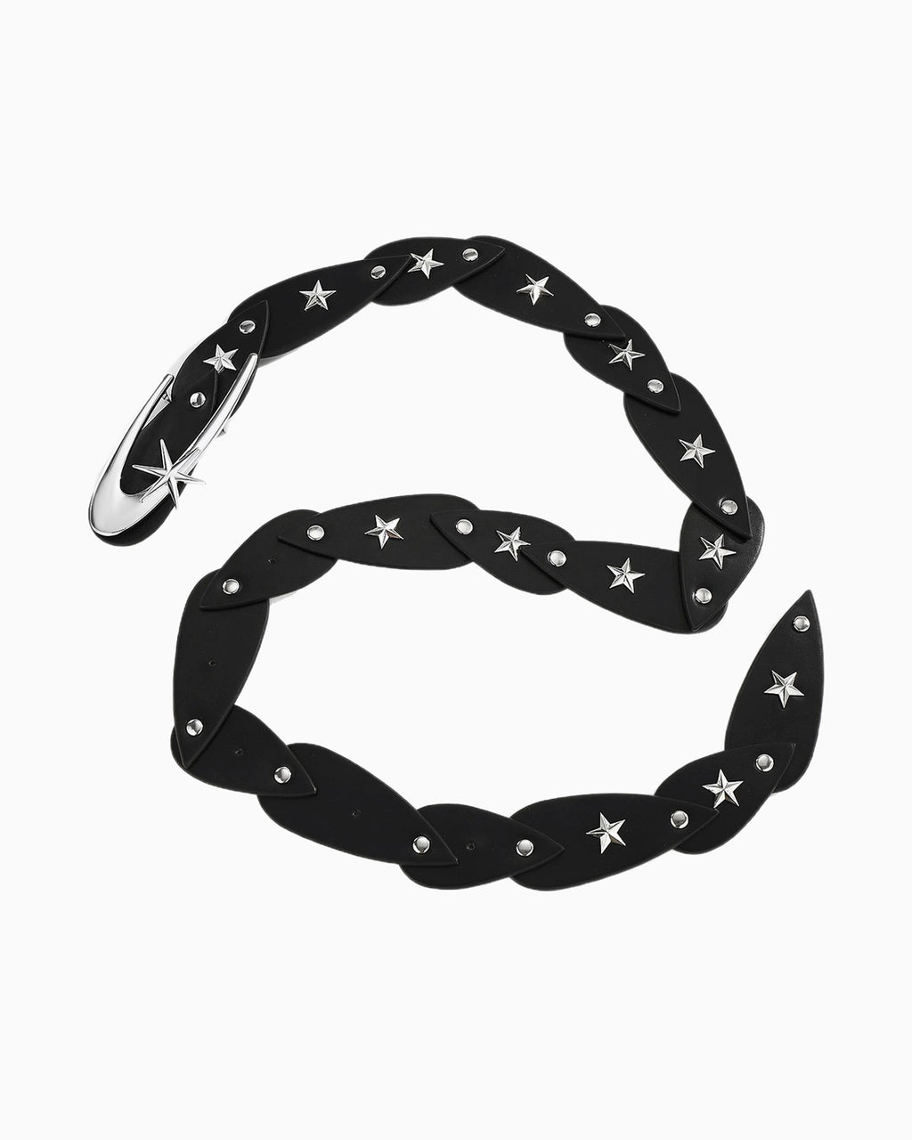 Statement Y2K Cosmic Belt with Crescent Moon Buckle, Black Color