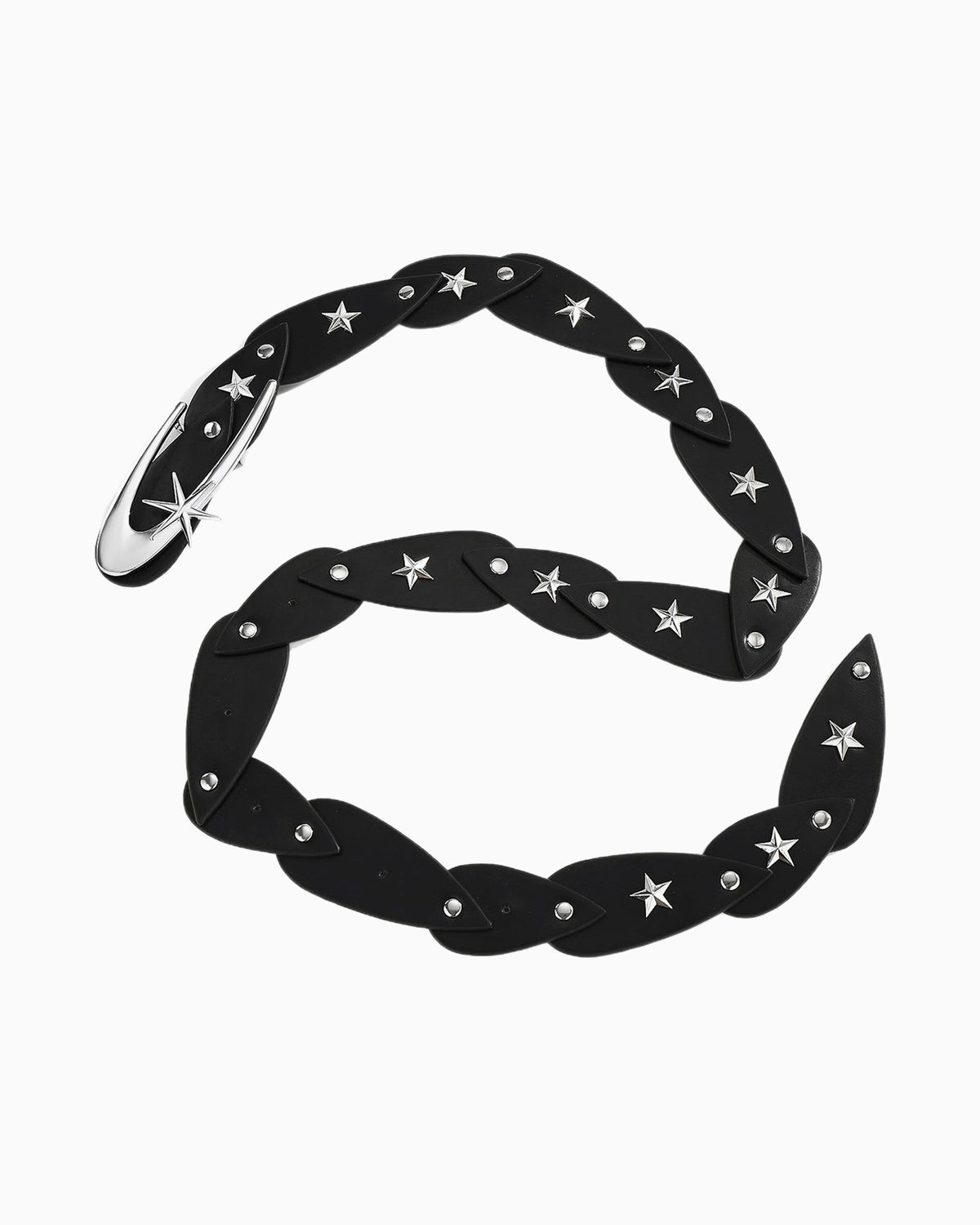 Statement Y2K Cosmic Belt with Crescent Moon Buckle, Black Color