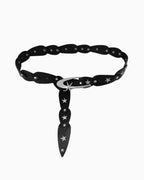Statement Y2K Cosmic Belt with Crescent Moon Buckle, Black Color