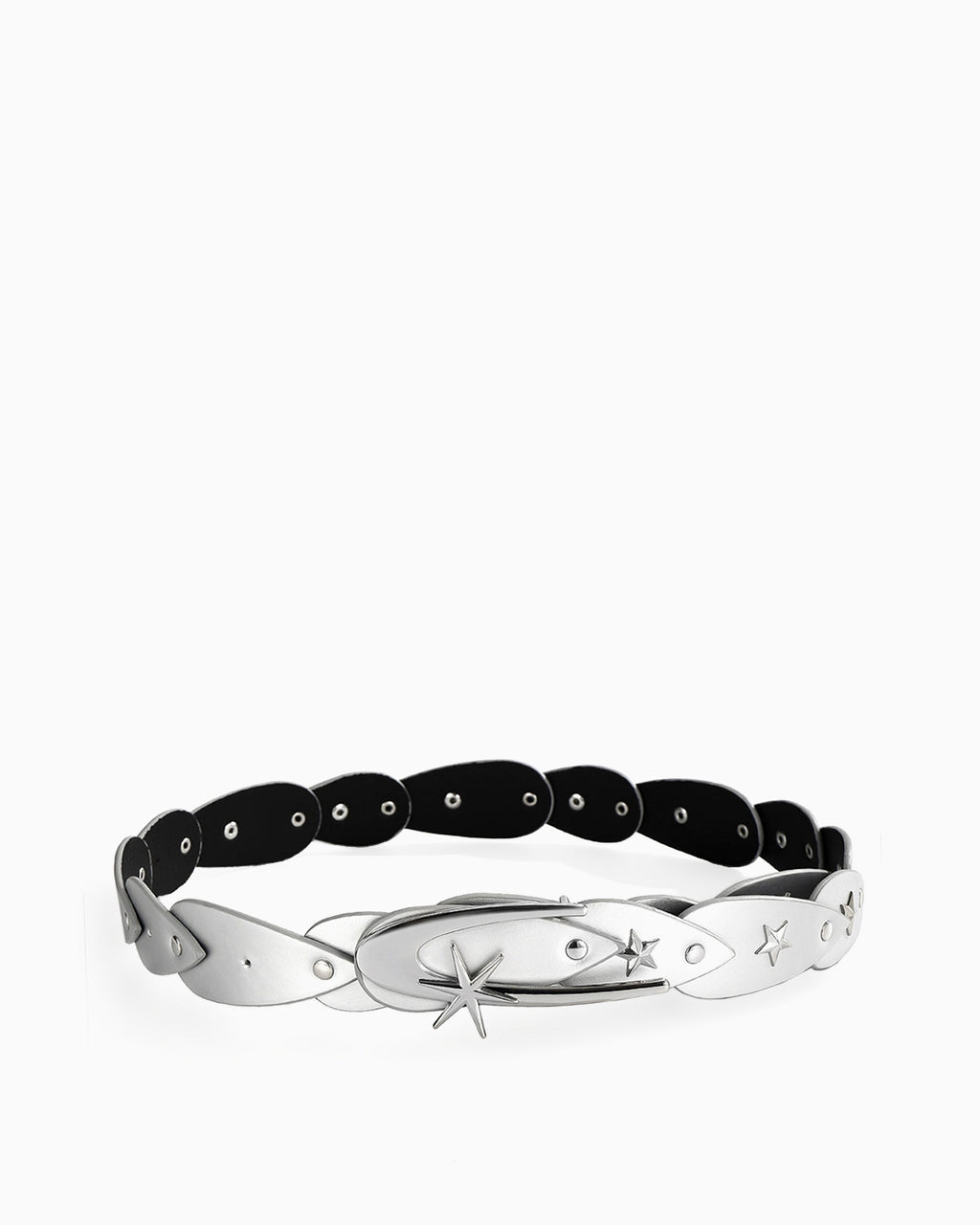 Statement Y2K Cosmic Belt with Crescent Moon Buckle, Silver Color
