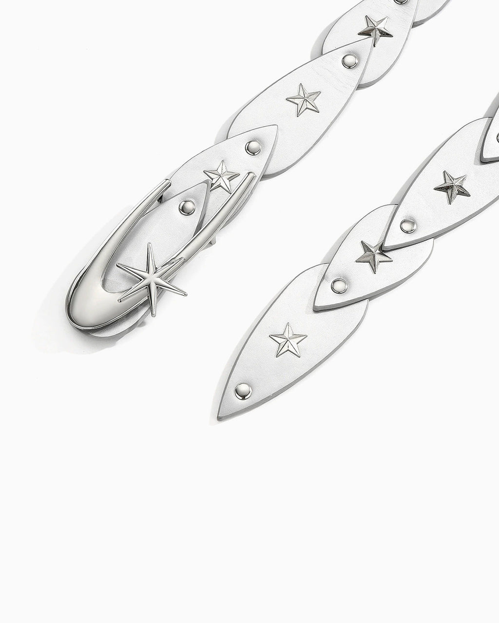 Statement Y2K Cosmic Belt with Crescent Moon Buckle, Silver Color