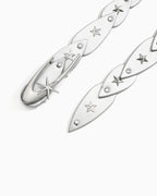 Statement Y2K Cosmic Belt with Crescent Moon Buckle, Silver Color