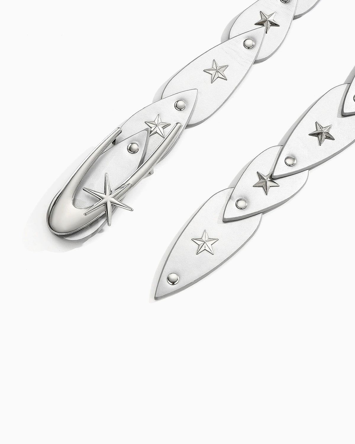 Statement Y2K Cosmic Belt with Crescent Moon Buckle, Silver Color