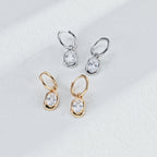 Oval Zircon Drop Huggie Hoop Earrings