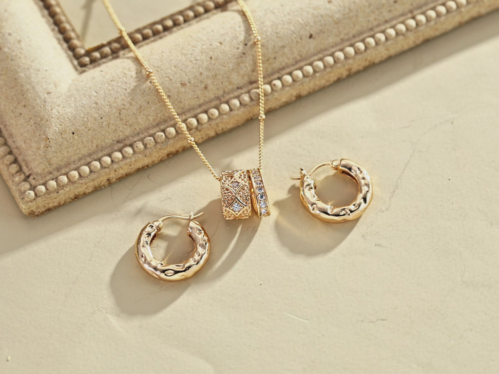 Textured Hammered Hoop Earrings