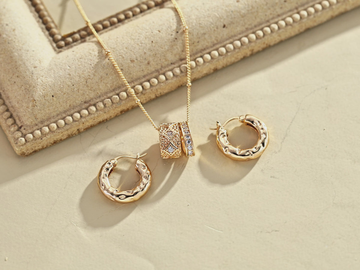 Textured Hammered Hoop Earrings