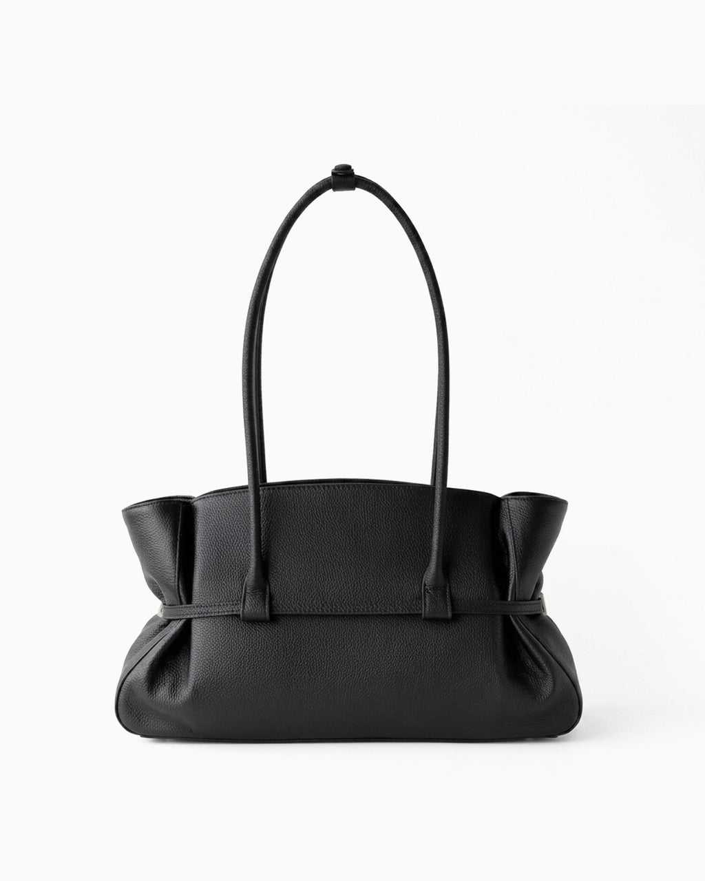 The back of a Black Structured Shoulder Tote with Buckle Strap by BUCKLE Collective