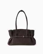Frosted Brown Structured Shoulder Tote with Buckle Strap | BUCKLE Collective