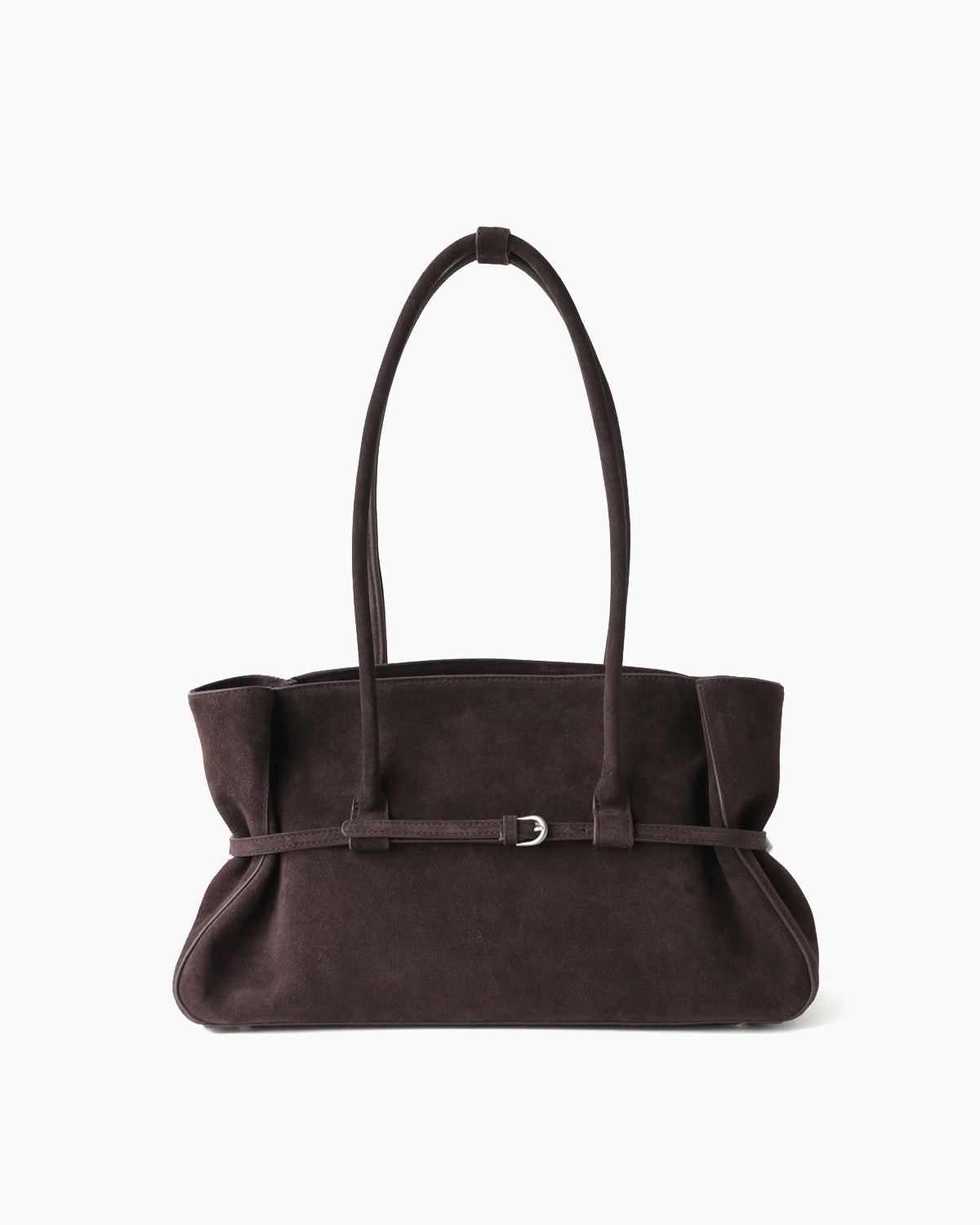 Frosted Brown Structured Shoulder Tote with Buckle Strap | BUCKLE Collective